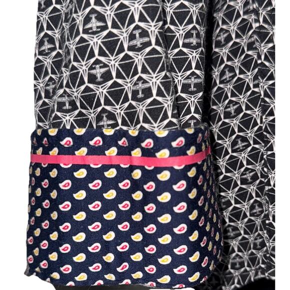 Buttercloth Shirt Men LG Robert Herjavec Geometric Aviation Flip Cuff Blue Plane - Picture 4 of 8